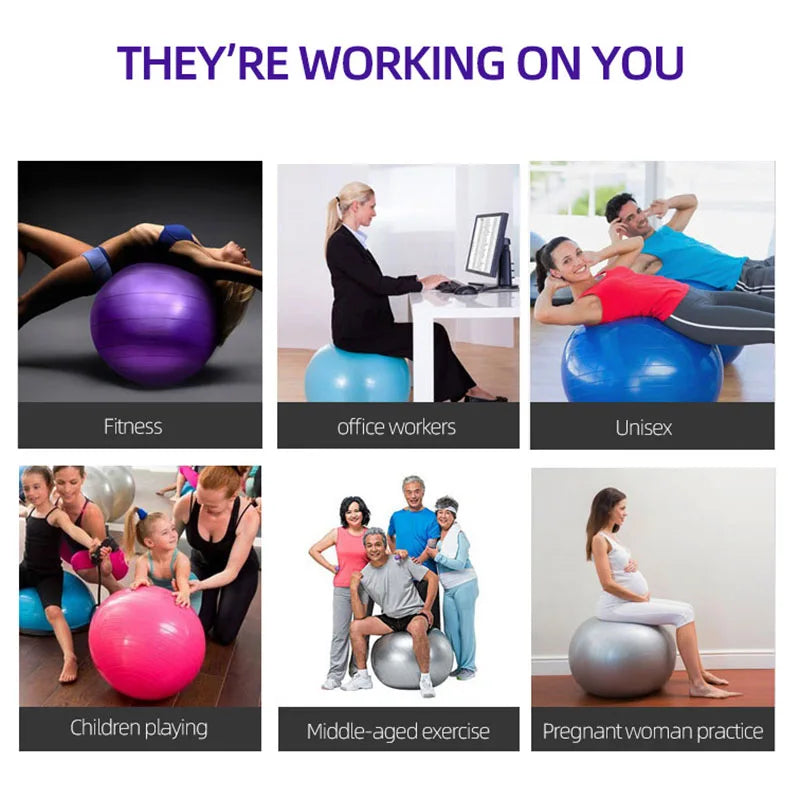 PVC Yoga & Exercise Ball | Anti-Burst Balance Ball for Home Gym & Pilates (45cm–85cm) - FitZone360