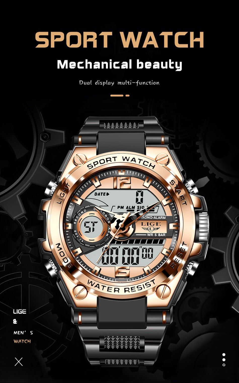 Men's and Women's Sports Watch 50m Waterproof LED Quartz Clock - FitZone360