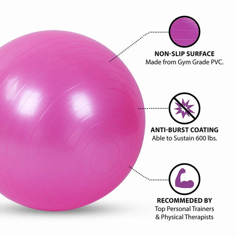 PVC Yoga & Exercise Ball | Anti-Burst Balance Ball for Home Gym & Pilates (45cm–85cm) - FitZone360