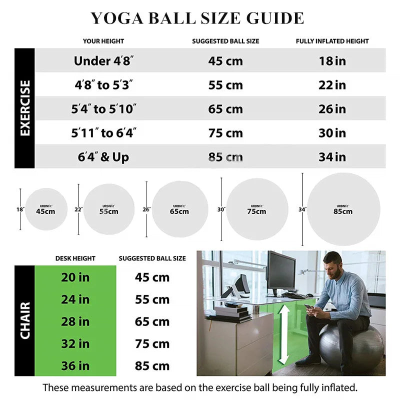 PVC Yoga & Exercise Ball | Anti-Burst Balance Ball for Home Gym & Pilates (45cm–85cm) - FitZone360