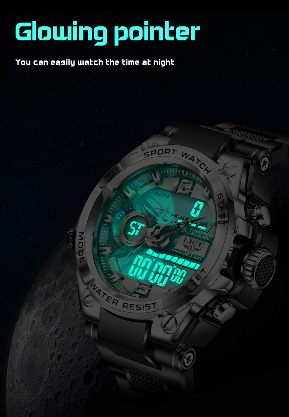 Men's and Women's Sports Watch 50m Waterproof LED Quartz Clock - FitZone360