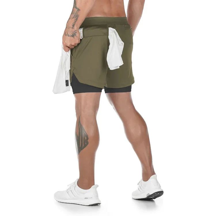 Men's 2-in-1 Camo Gym Running Shorts – Quick Dry, Summer Workout Activewear - FitZone360