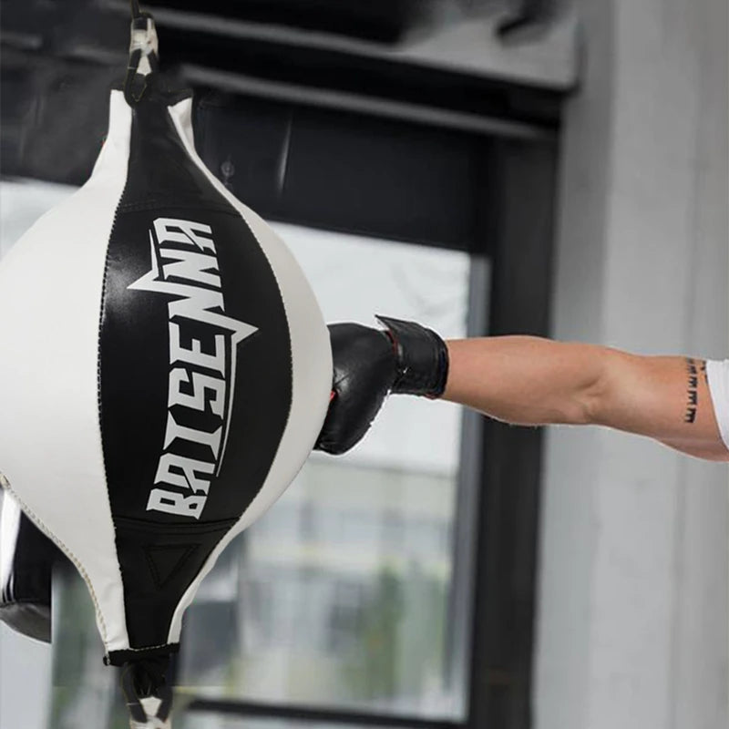 Leather Boxing Speedball – Swivel Hanging Punching Speed Ball for Home & Gym Training - FitZone360