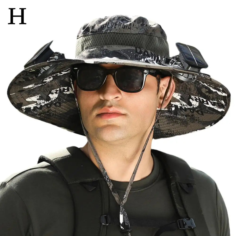 Solar Fan Hat for Camping, Fishing & Hiking | UV Protection Cap - FitZone360
