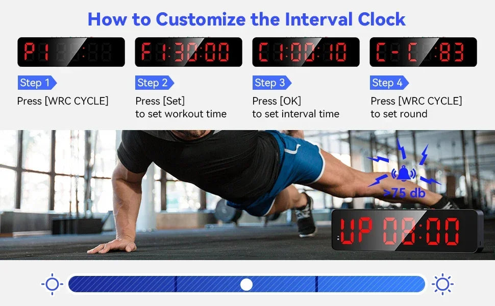 LED Digital Boxing Timer | Round Interval Workout Clock for Boxing. MMA, Muay Thai, and Martial Arts - FitZone360