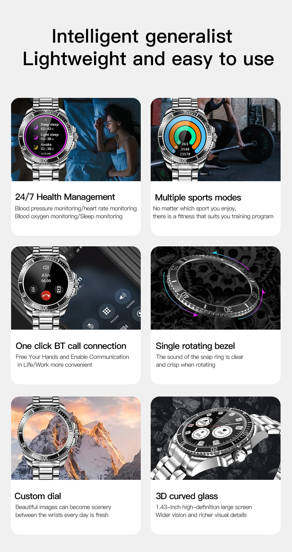 Smartwatch Luxury Rolex-Inspired | 1.43" HD AMOLED, GPS, Bluetooth Call, Health & Fitness Tracker for iOS & Android ⌚🌐 - FitZone360