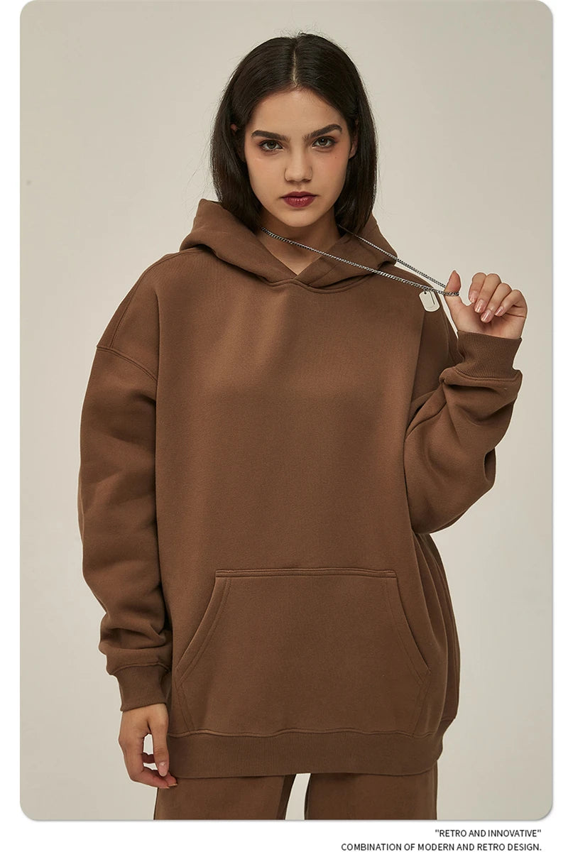 Fleece Hooded Sweatshirt | Unisex Oversized Winter Hoodie Pullover