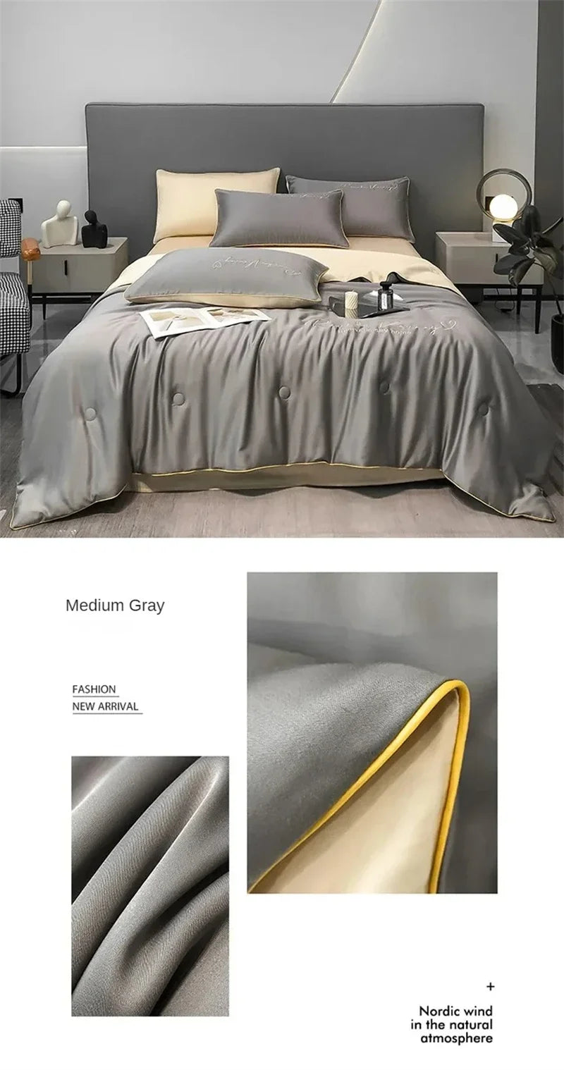 Air Conditioning Blanket | Premium Washable Ice Silk Summer Quilt Set