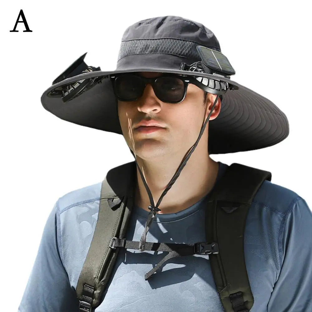 Solar Fan Hat for Camping, Fishing & Hiking | UV Protection Cap - FitZone360