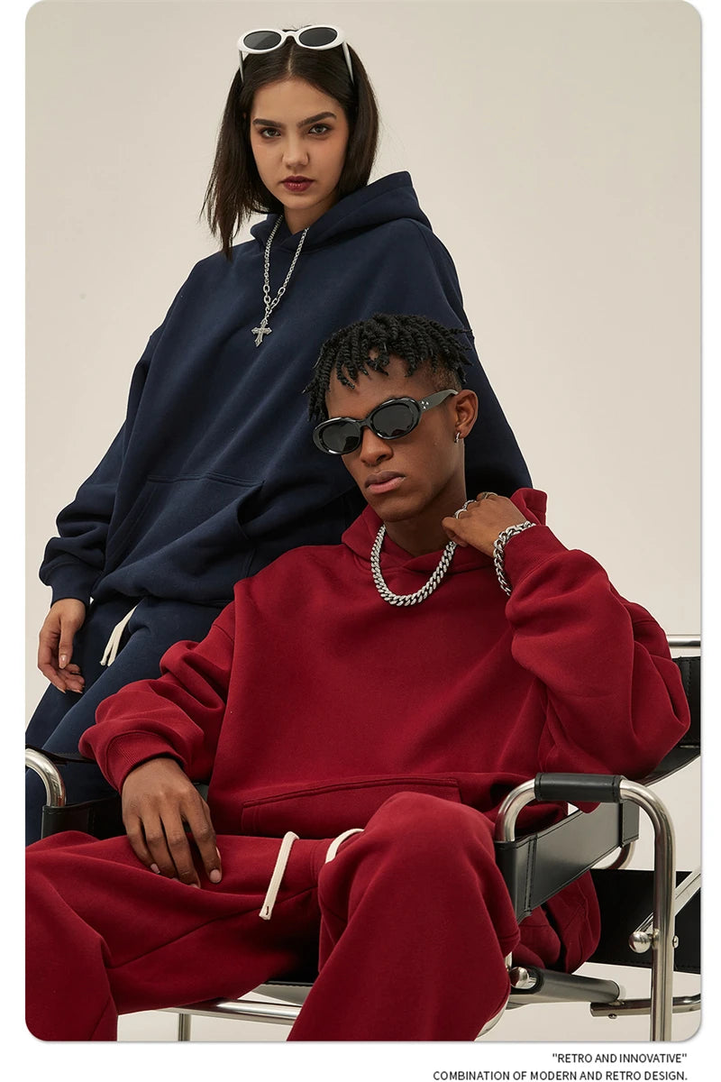 Fleece Hooded Sweatshirt | Unisex Oversized Winter Hoodie Pullover - FitZone360