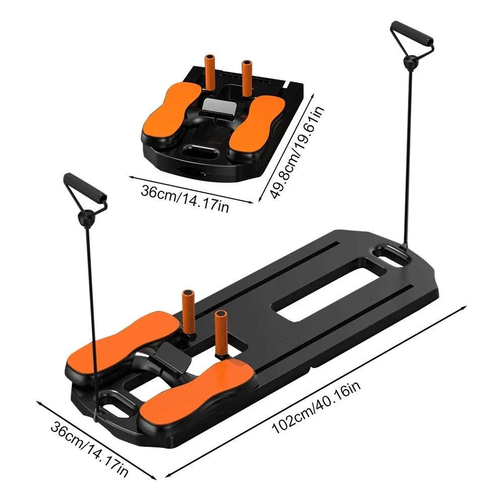 Multi-Functional Ab Board with Rollers & Push-Up Handles | Foldable Home Gym Pilates Machine