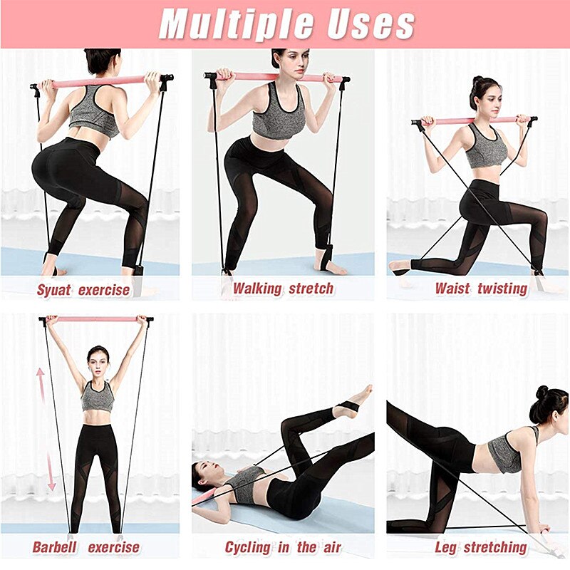 Yoga Pilates Bar with Resistance Bands | Full-Body Workout for Strength, Toning & Stretching - FitZone360