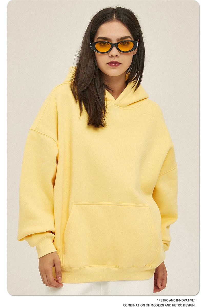 Fleece Hooded Sweatshirt | Unisex Oversized Winter Hoodie Pullover