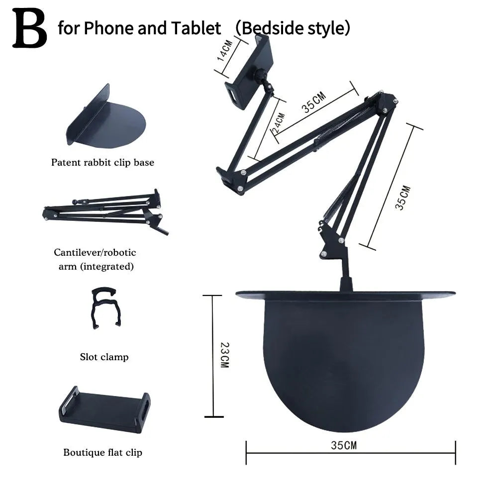 Z Retractable Bedside Phone and Tablet Holder. 360° Rotating Flexible Desktop Phone Mount - FitZone360