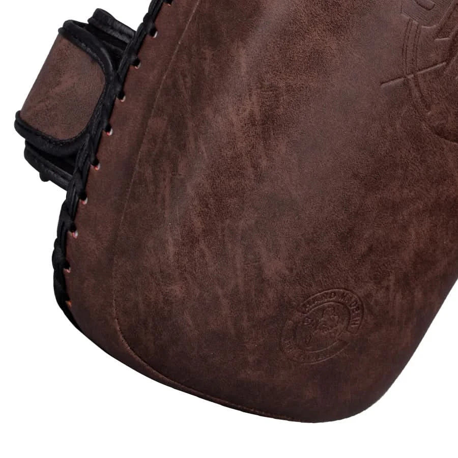 Vintage Brown Muay Thai Kick Pads | Thai Pads for MMA, Kickboxing & Striking - FitZone360