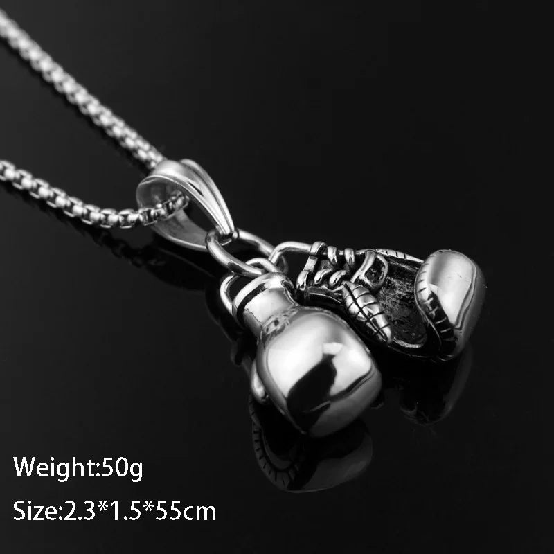 Vintage Boxing Gloves Titanium Necklace - FitZone360