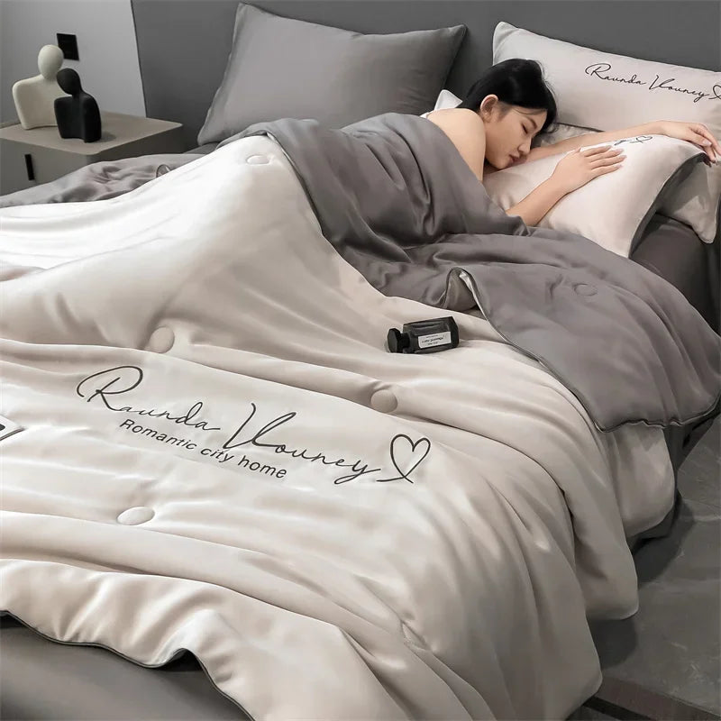 Air Conditioning Blanket | Premium Washable Ice Silk Summer Quilt Set