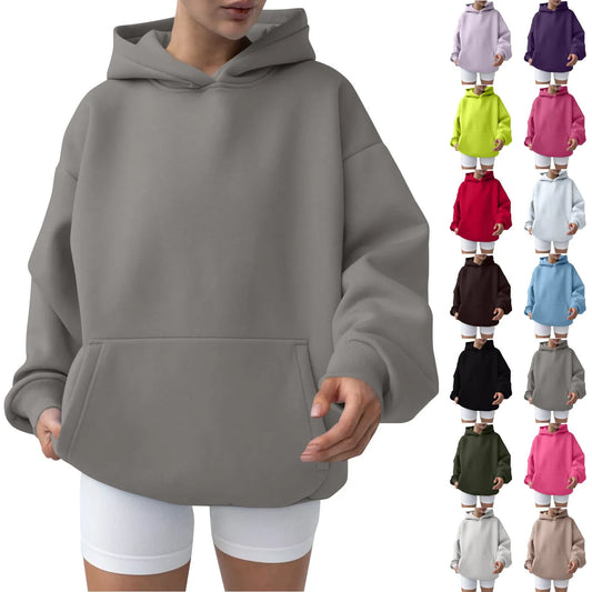 Trendy Solid Color Sports Hoodies | Fleece Sweatshirts for Men & Women | Couple Pullover for Spring & Autumn - FitZone360