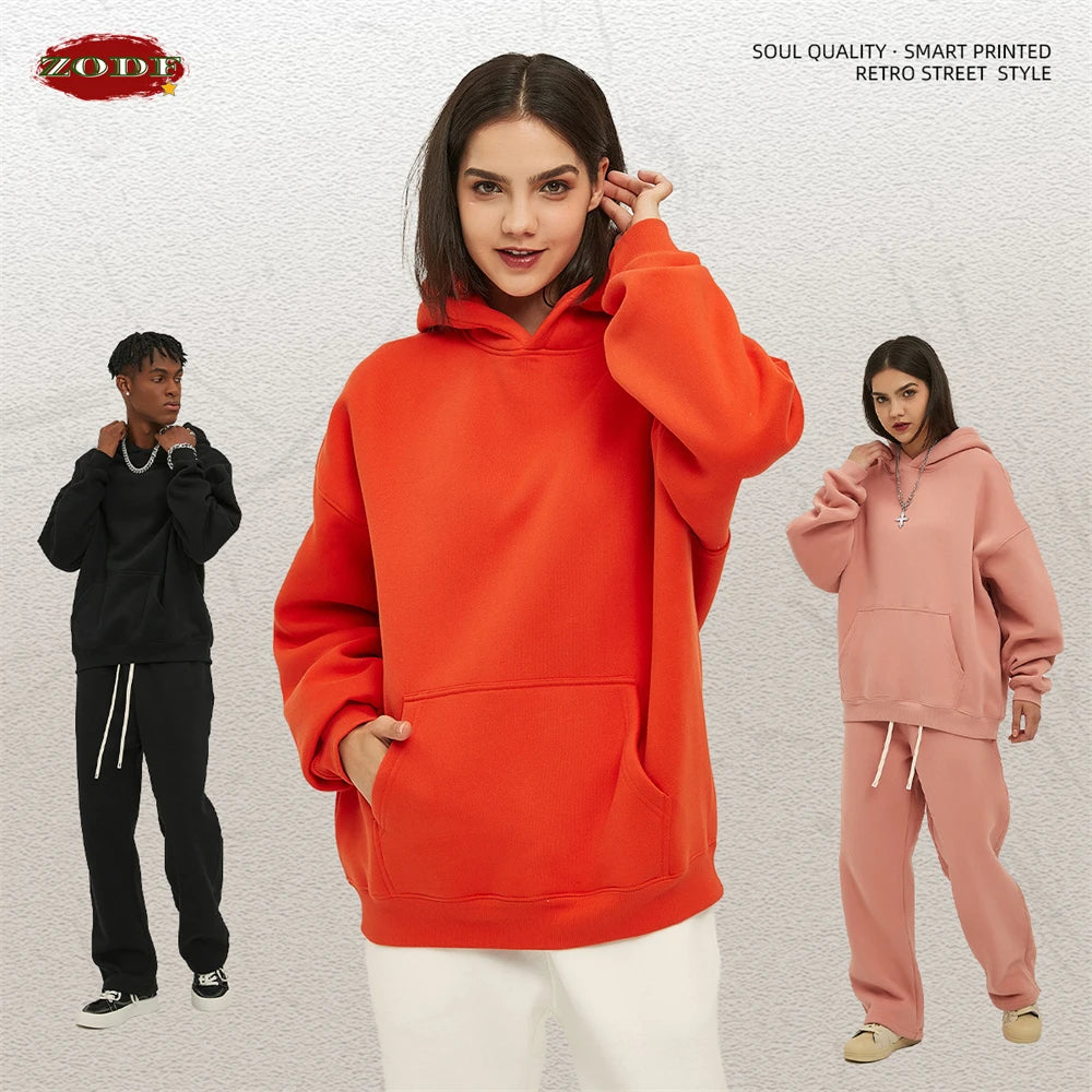 Fleece Hooded Sweatshirt | Unisex Oversized Winter Hoodie Pullover - FitZone360
