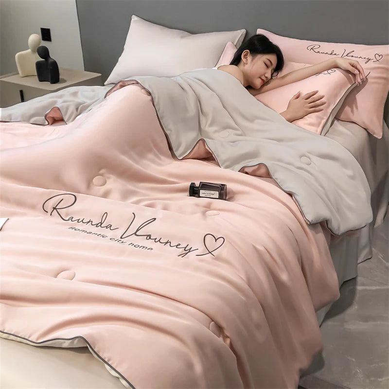 Air Conditioning Blanket | Premium Washable Ice Silk Summer Quilt Set