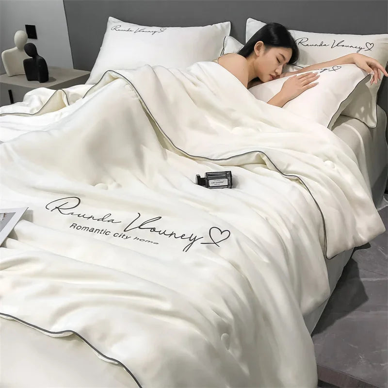 Air Conditioning Blanket | Premium Washable Ice Silk Summer Quilt Set