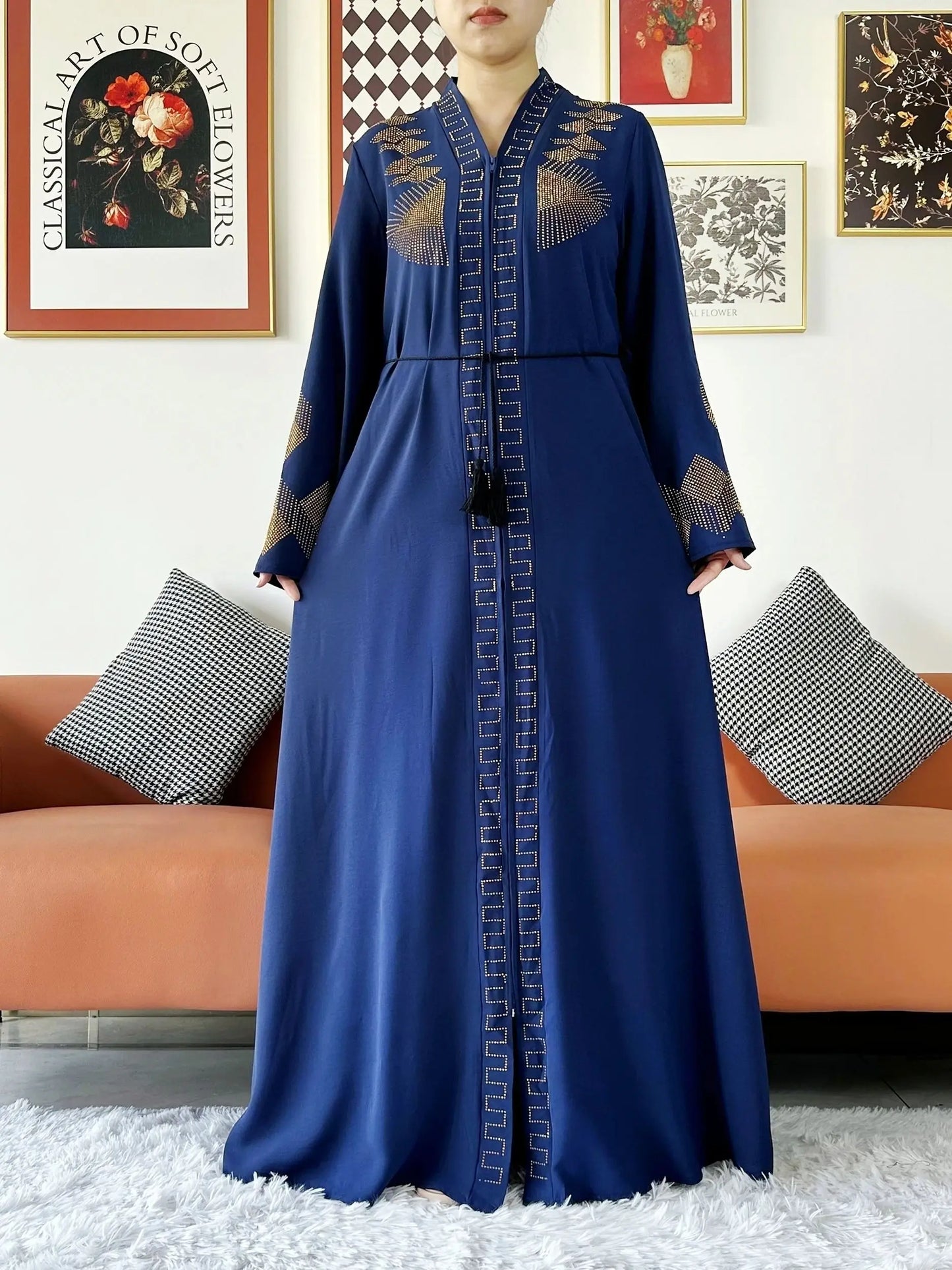 Elegant Chiffon Open Abaya with Zipper | Modest Muslim Women's Dress - FitZone360