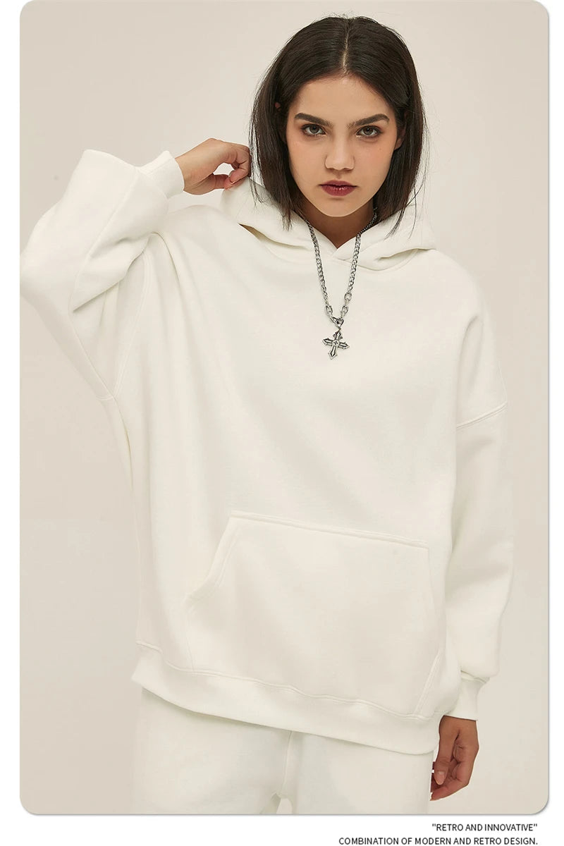 Fleece Hooded Sweatshirt | Unisex Oversized Winter Hoodie Pullover - FitZone360
