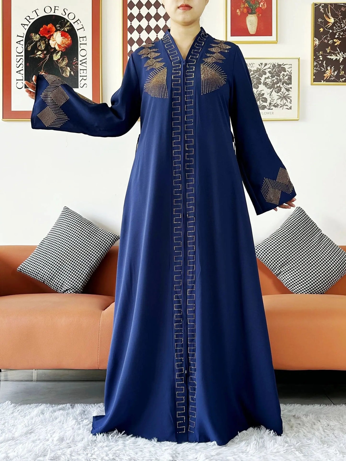 Elegant Chiffon Open Abaya with Zipper | Modest Muslim Women's Dress - FitZone360