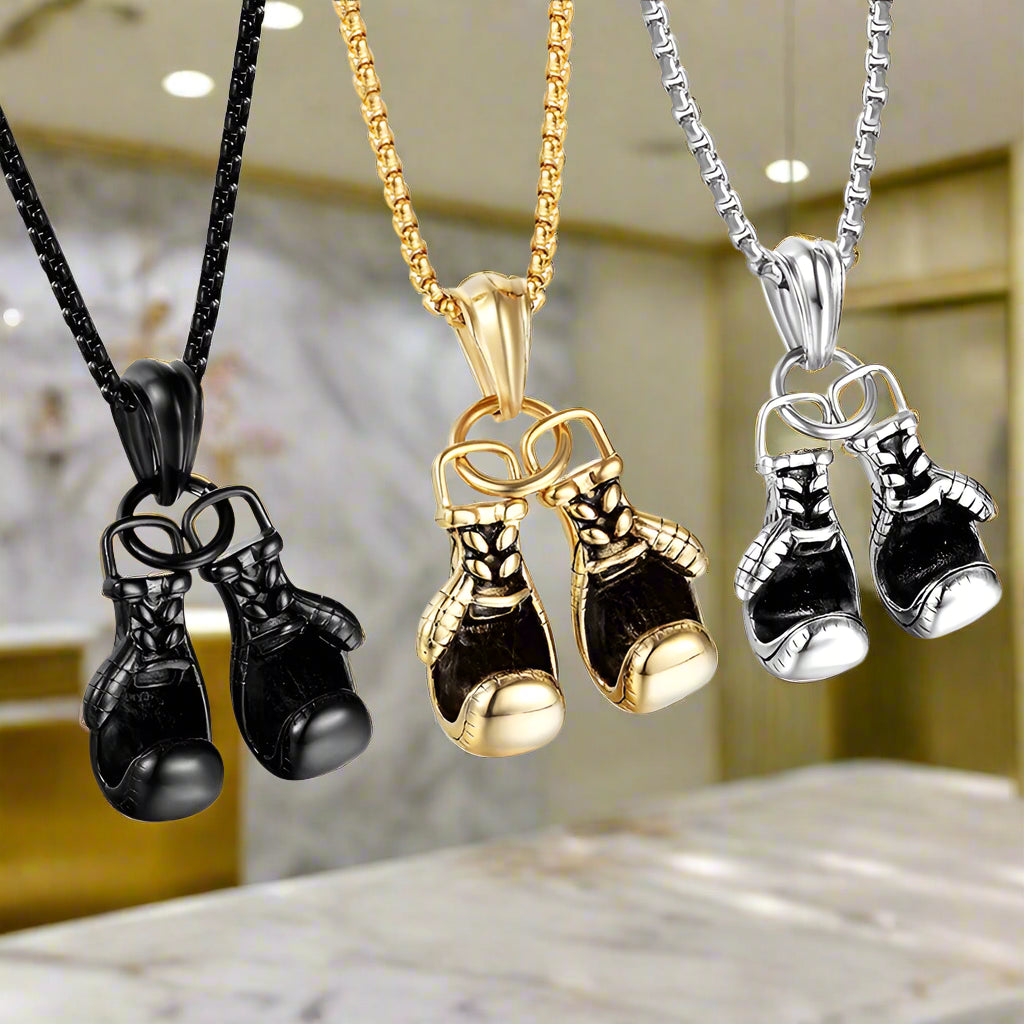 Vintage Boxing Gloves Titanium Necklace - FitZone360