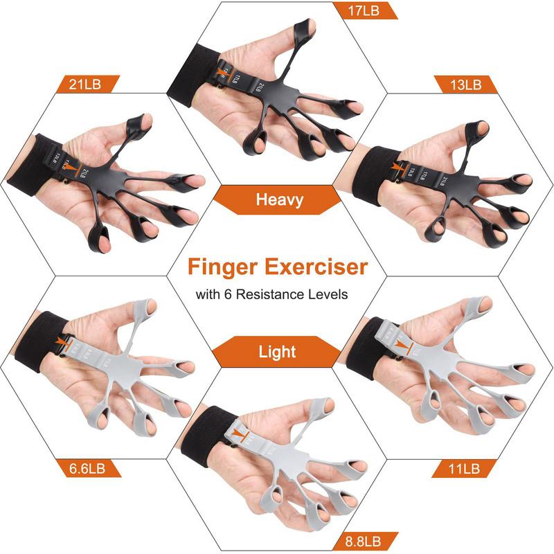 Adjustable Finger Gripper | 6 Resistance Levels - Hand & Grip Strength Trainer - FitZone360