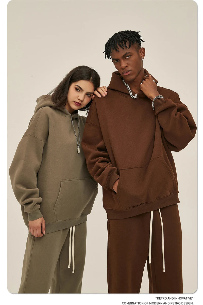 Fleece Hooded Sweatshirt | Unisex Oversized Winter Hoodie Pullover