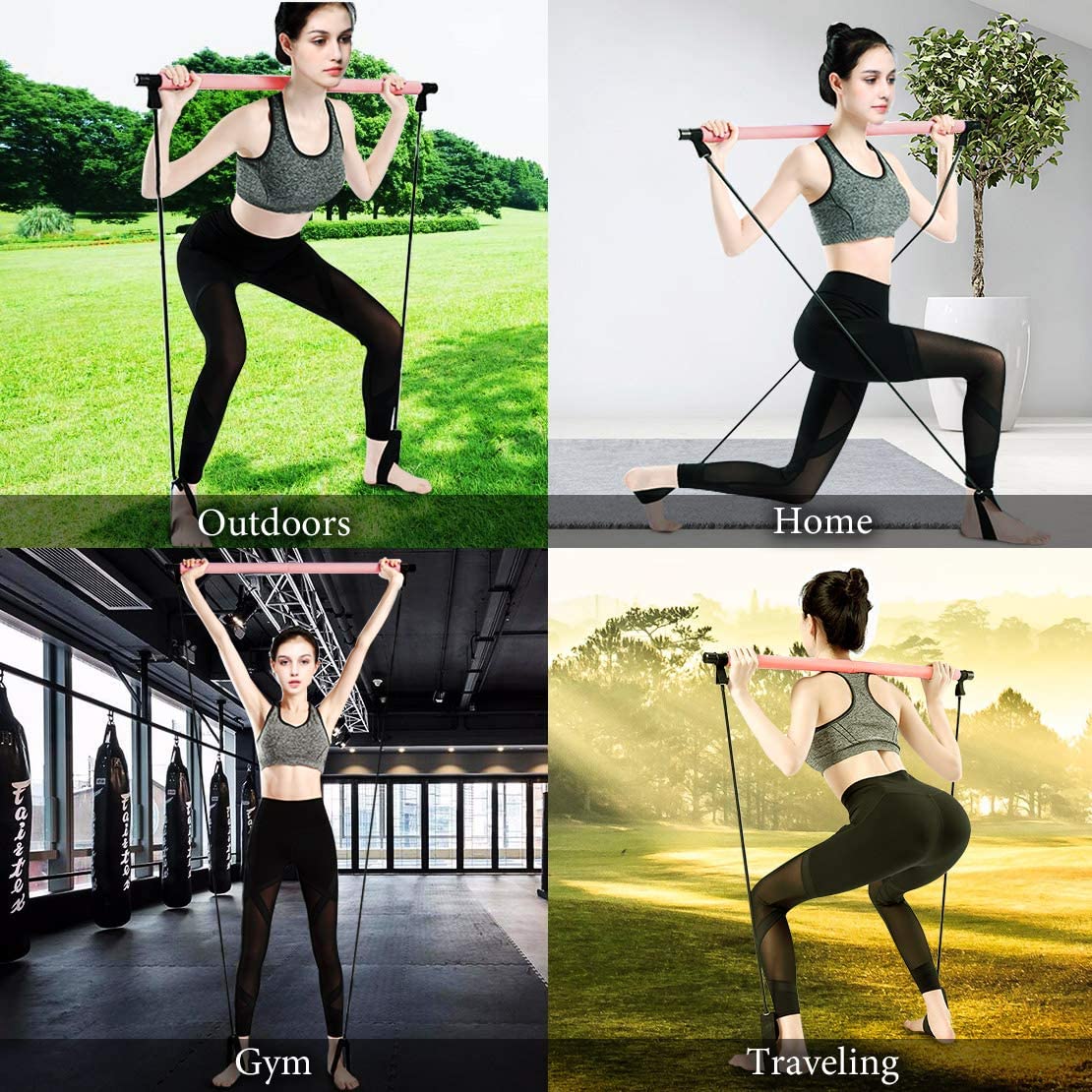 Yoga Pilates Bar with Resistance Bands | Full-Body Workout for Strength, Toning & Stretching - FitZone360
