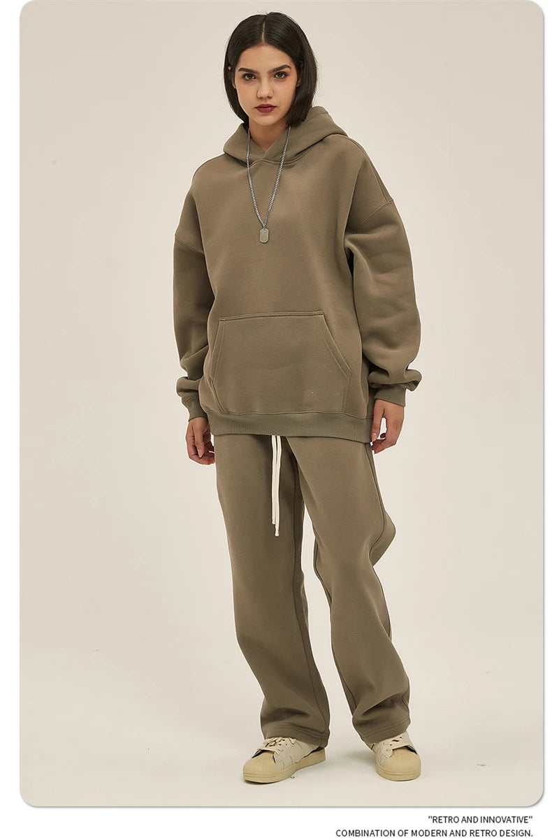 Fleece Hooded Sweatshirt | Unisex Oversized Winter Hoodie Pullover