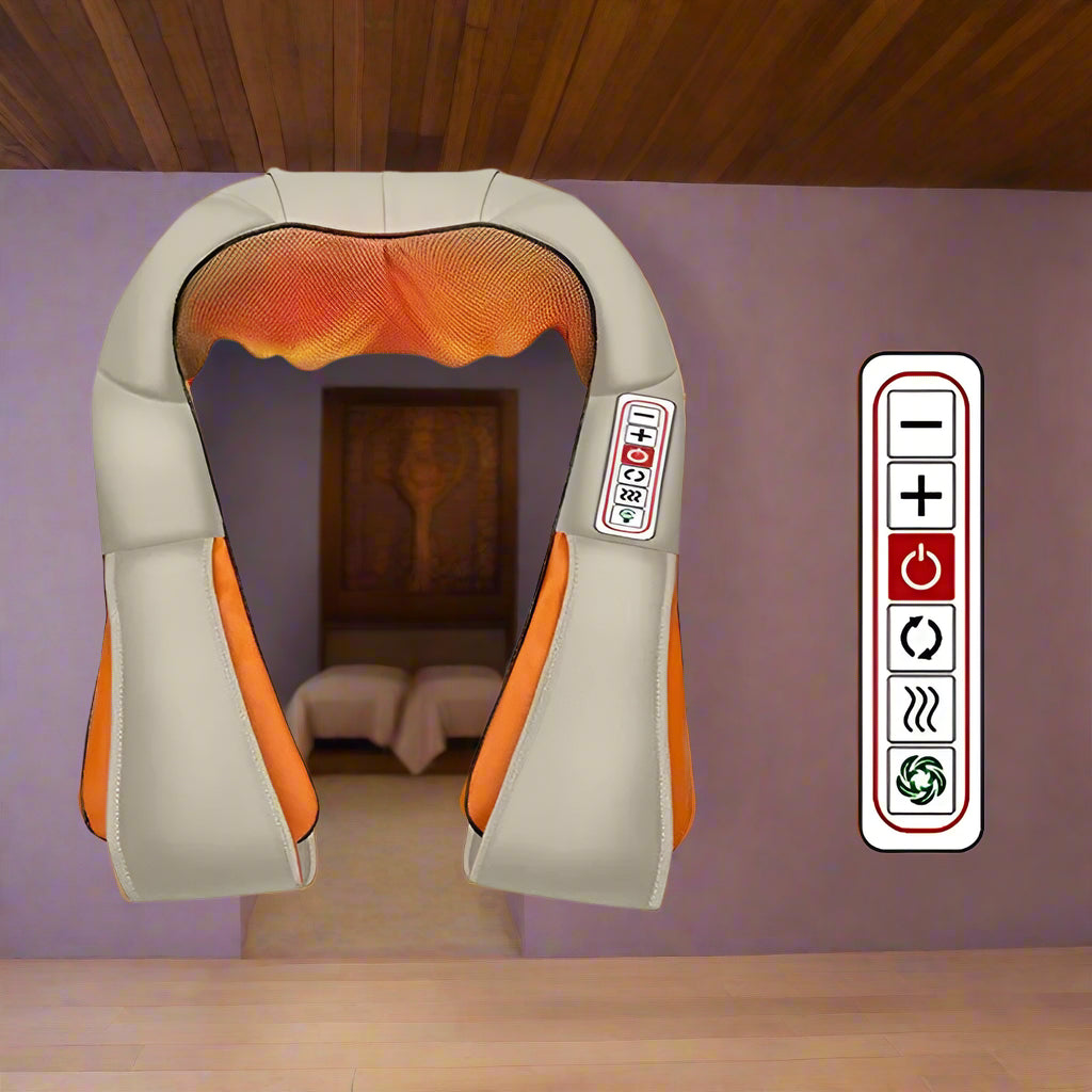 Neck & Shoulder Massager Shiatsu – 3D Deep Tissue with Heat & Adjustable Intensity - FitZone360