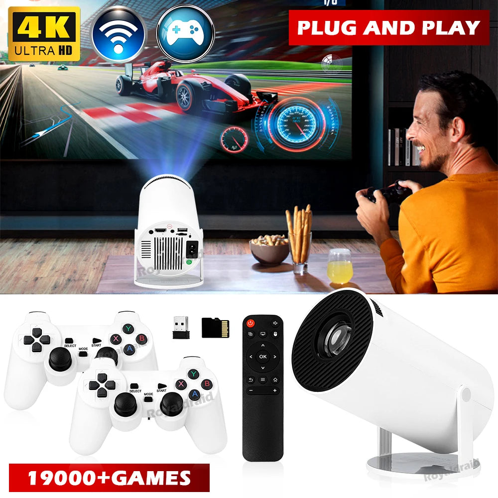 🔥 NEW Android 11 P90 MAX Gaming Projector | 19,000+ Retro Games | TF Card Support | Wireless Gamepad | Dual WiFi | Portable Home Theater System - FitZone360