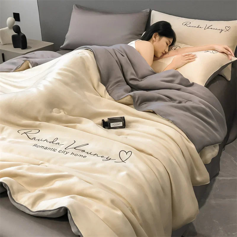 Air Conditioning Blanket | Premium Washable Ice Silk Summer Quilt Set