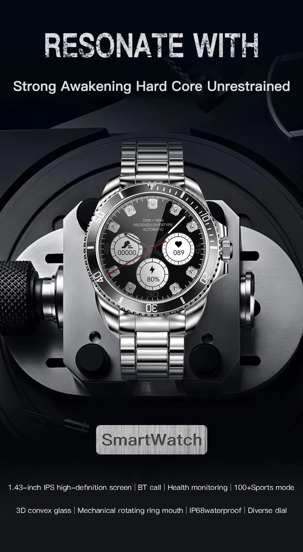 Smartwatch Luxury Rolex-Inspired | 1.43" HD AMOLED, GPS, Bluetooth Call, Health & Fitness Tracker for iOS & Android ⌚🌐 - FitZone360