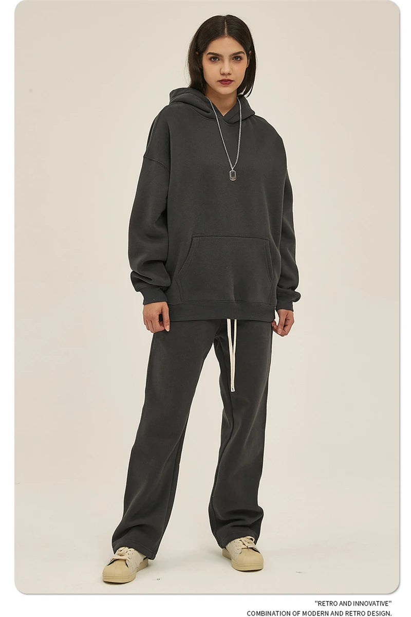 Fleece Hooded Sweatshirt | Unisex Oversized Winter Hoodie Pullover