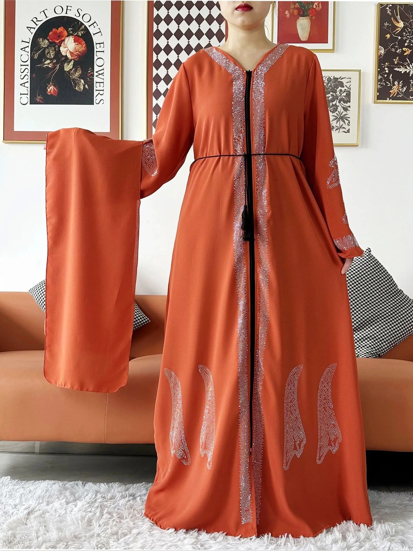Elegant Chiffon Open Abaya with Zipper | Modest Muslim Women's Dress