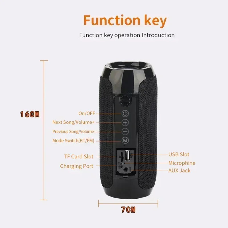 Portable Bluetooth Speaker | Waterproof Outdoor Subwoofer with FM & TF Support - FitZone360