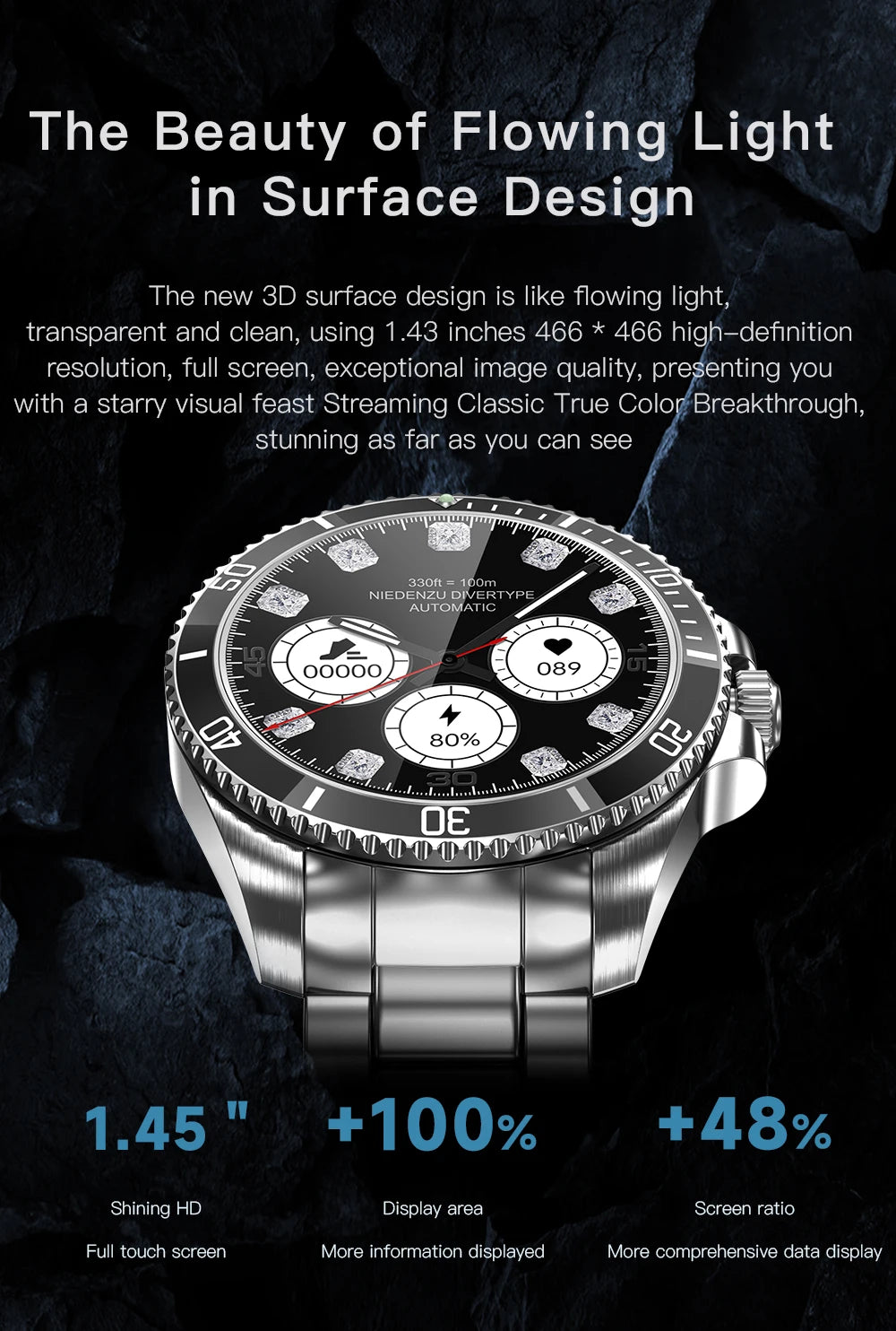 Smartwatch Luxury Rolex-Inspired | 1.43" HD AMOLED, GPS, Bluetooth Call, Health & Fitness Tracker for iOS & Android ⌚🌐 - FitZone360