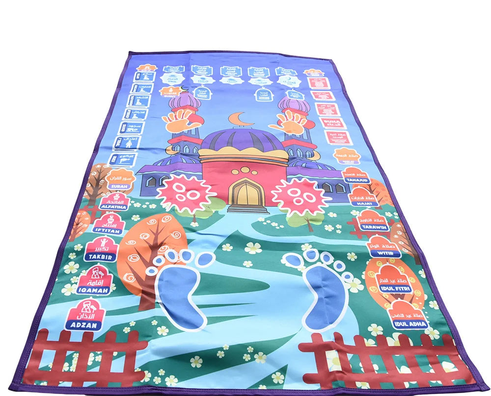 Interactive Talking Prayer Mat for Kids | Educational Muslim Salah Rug with Compass | Islamic Electronic Worship Gift - FitZone360