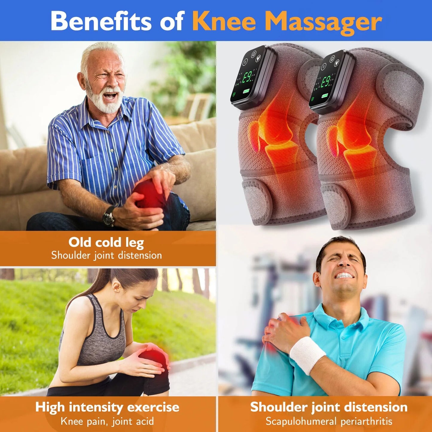 Electric Heating Vibration Massager for Knee's/Arthritis and Pain Relief - FitZone360