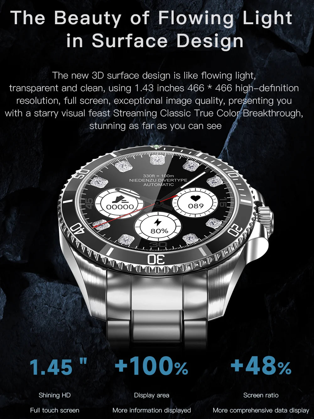 Smartwatch Luxury Rolex-Inspired | 1.43" HD AMOLED, GPS, Bluetooth Call, Health & Fitness Tracker for iOS & Android ⌚🌐 - FitZone360