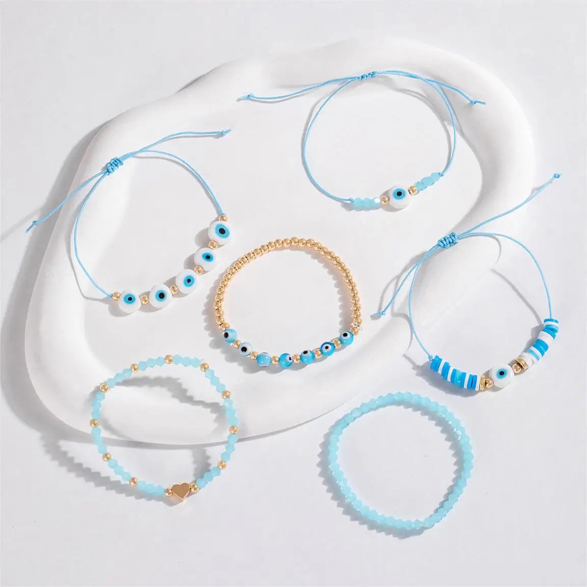 Vintage Turkish Evil Eye Beaded Stacking Bracelet Set | Lucky Multi-Layer Jewelry for Women & Men, Gift Idea - FitZone360
