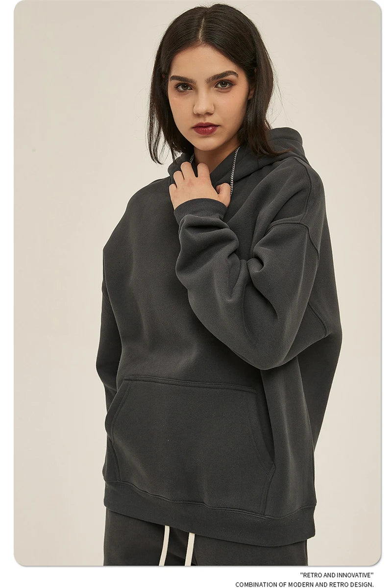 Fleece Hooded Sweatshirt | Unisex Oversized Winter Hoodie Pullover