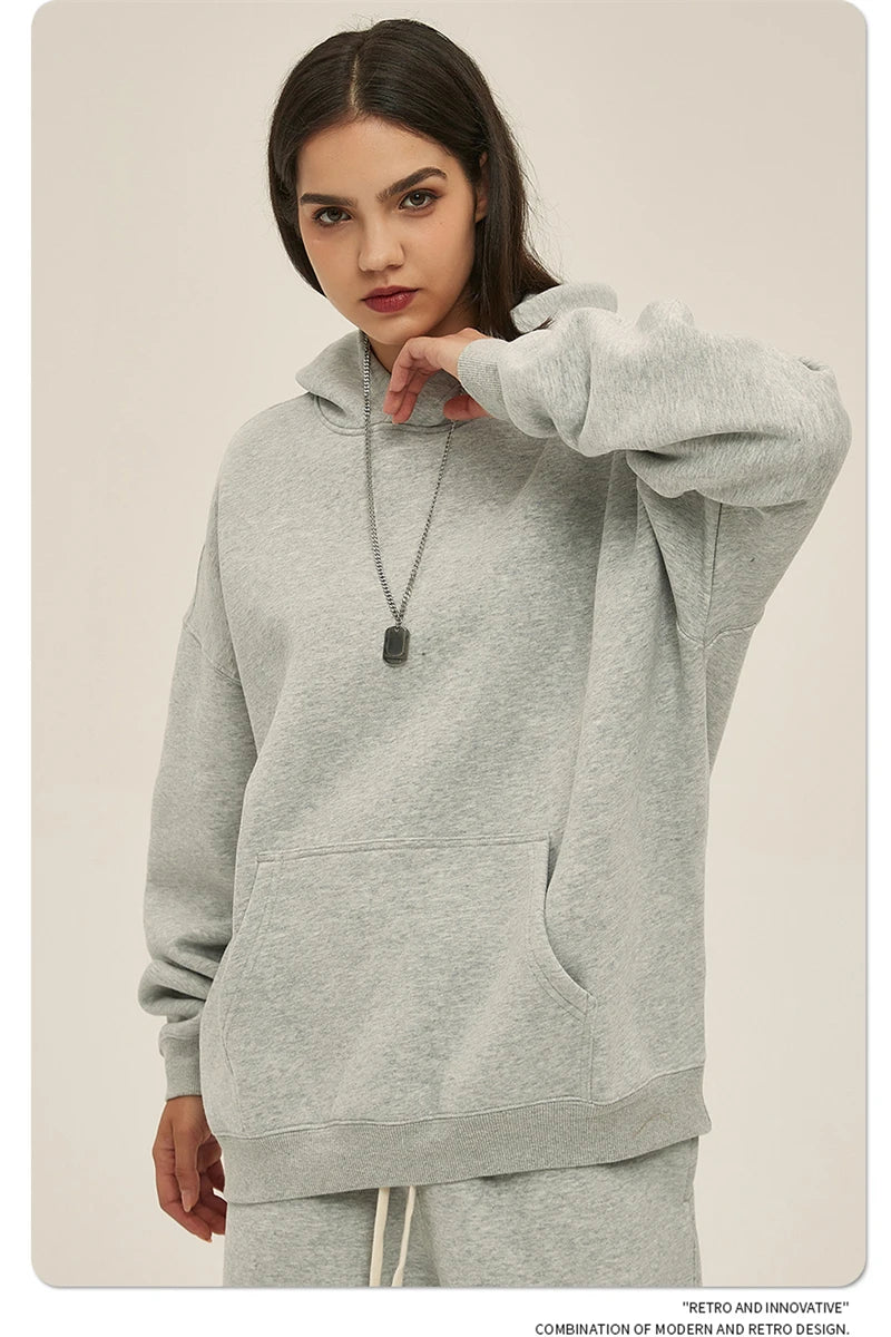 Fleece Hooded Sweatshirt | Unisex Oversized Winter Hoodie Pullover