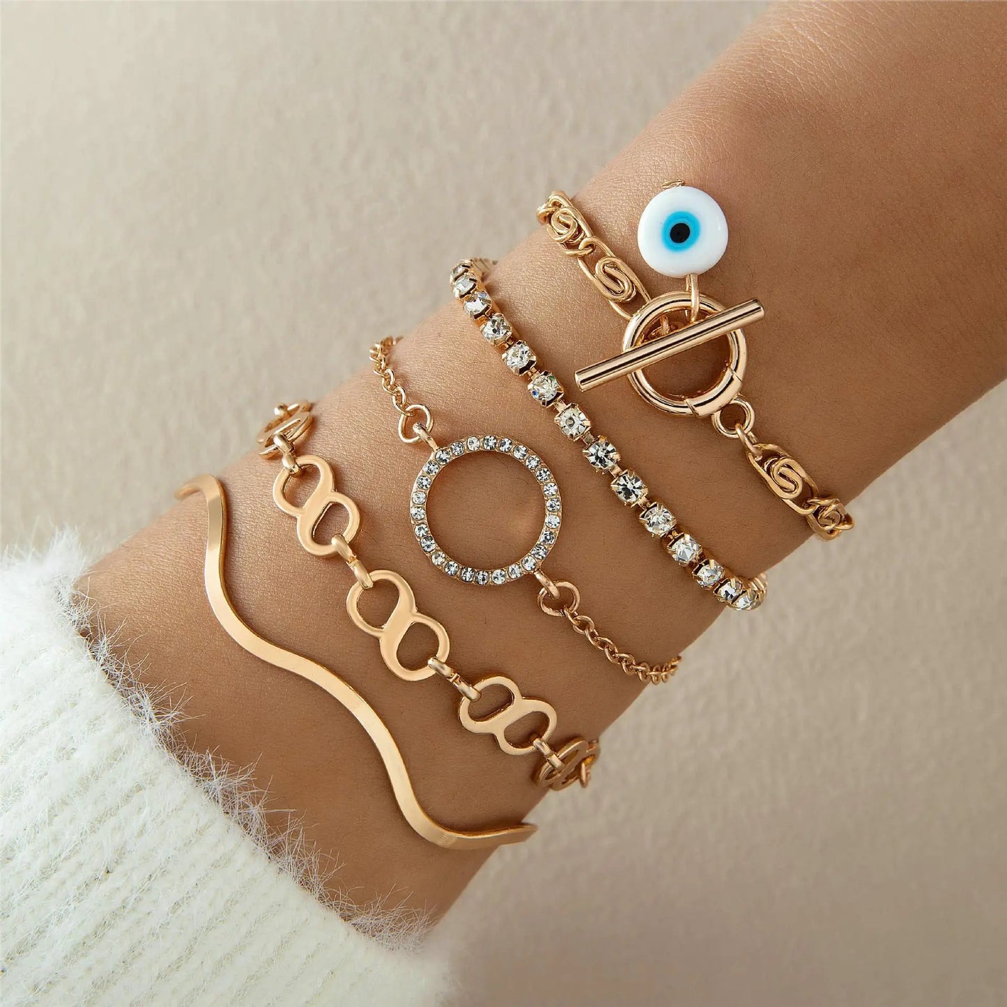 Vintage Turkish Evil Eye Beaded Stacking Bracelet Set | Lucky Multi-Layer Jewelry for Women & Men, Gift Idea - FitZone360