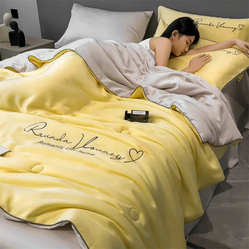 Air Conditioning Blanket | Premium Washable Ice Silk Summer Quilt Set