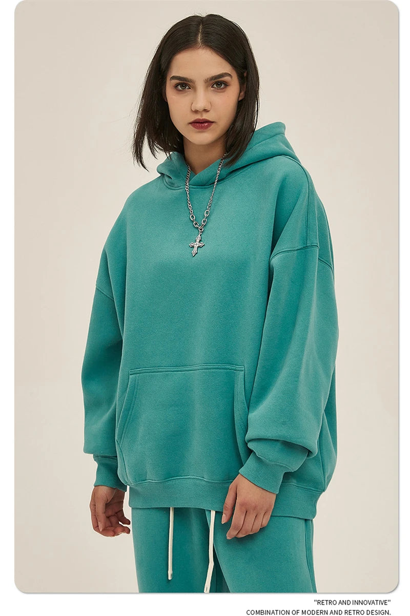 Fleece Hooded Sweatshirt | Unisex Oversized Winter Hoodie Pullover